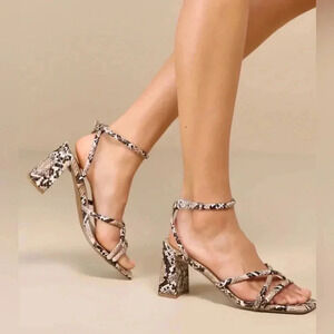 NEW with tags (NWT) Lulu’s Cossette Snake Strappy High Heel Ankle Strap Sandals